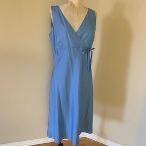 Ann Taylor Blue 💯 Silk Dress V neck